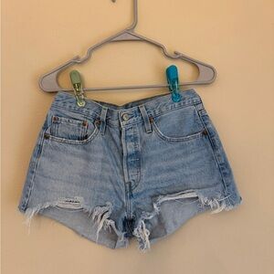 Levi’s Light Blue Distressed Denim Women’s Shorts